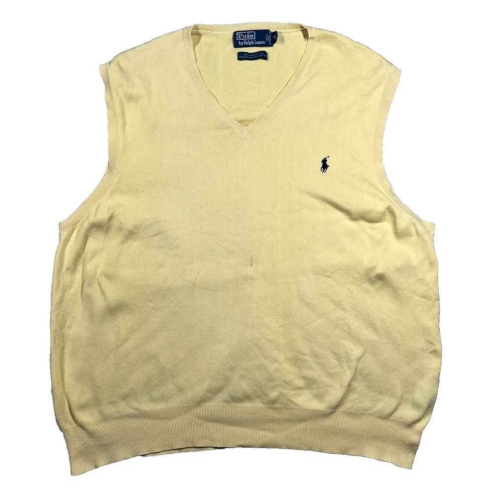 Polo‎ Ralph Lauren Pima Cotton Vest Men's 2XL Academia Grandpacore Preppy *Flaw